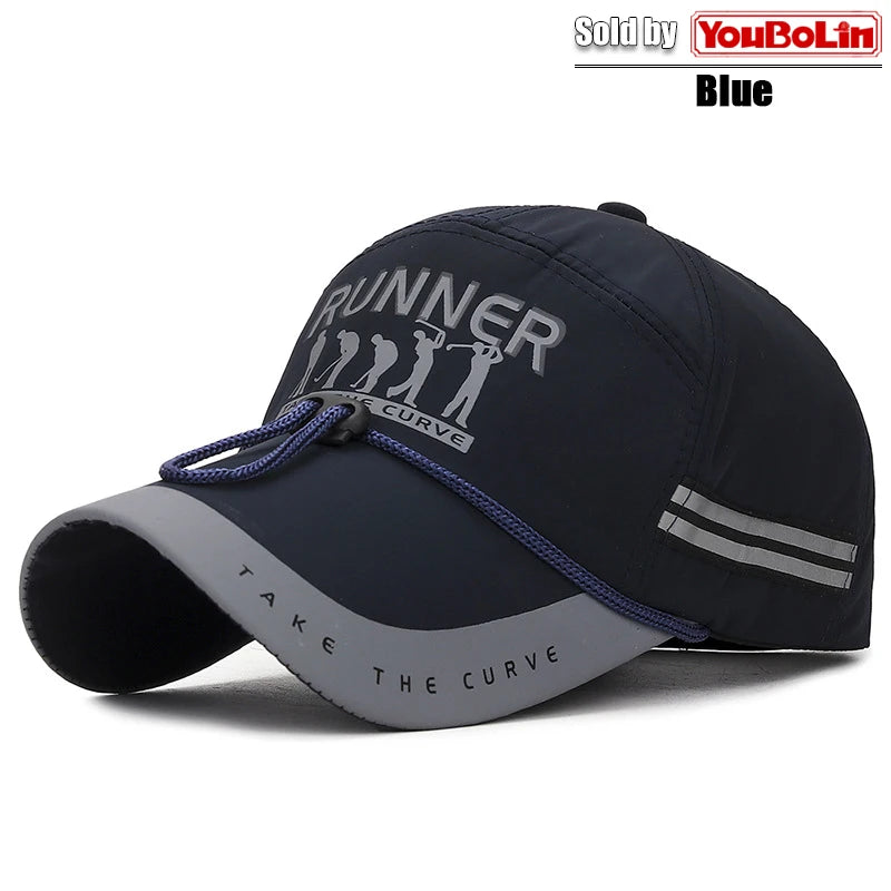 Summer With Windproof Rope Extended Brim Adjustable Cotton Baseball Cap Fishing Hat Trucker Caps Dad Hats