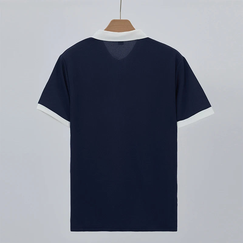 Daily Casual Mens Short Sleeve Outfits Spring Summer Leisure Zipper Lapel Polo Shirt And Pants Two Piece Sets Men Vintage Suits