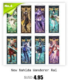 Genshin Impact Scroll Canvas Painting Raiden Shogun Ganyu Zhongli Home Decor Wall Hanging Anime Poster Wall Art Room Decoration