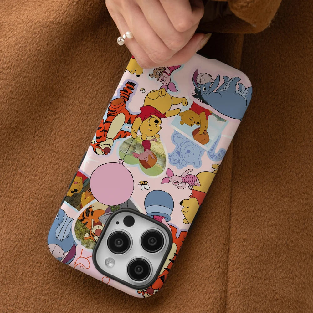 Winnie The Pooh Sticker Phone Case Phone Case Film shell For iPhone 16 15 14 13 12 11 Pro Max Plus