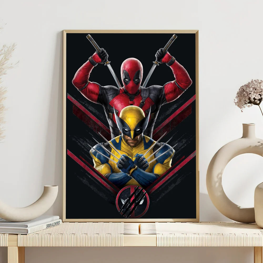 Movie Deadpool W-Wolverine Poster Self Adhesive Painting Living Room Office Decoration Bedroom Home Wall Sticker Prints