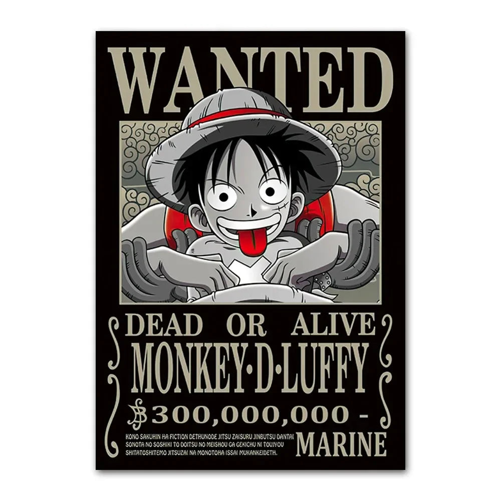 One Piece canvas Wanter Canvas Poster Anime Luffy Ace Chopper Zoro Wall Sticker office Home Sticker Paintings For Kids Gifts
