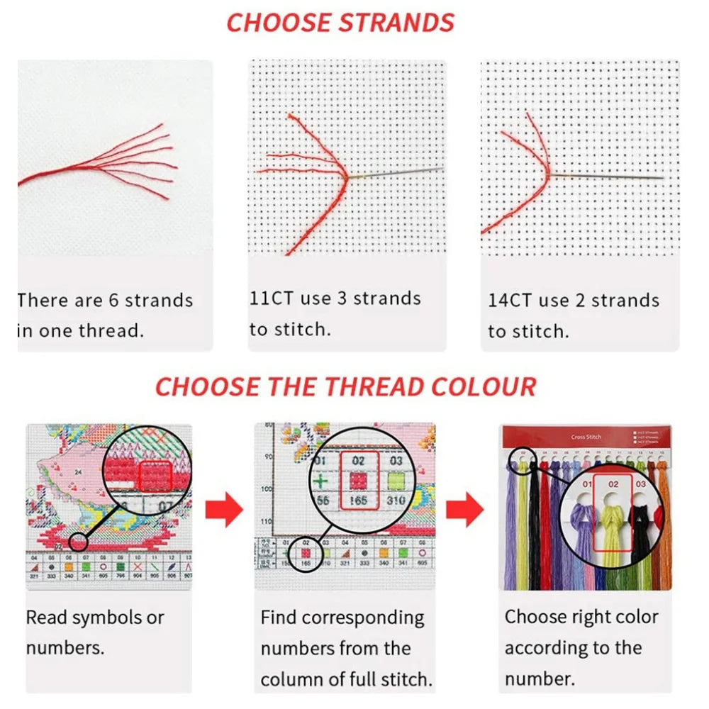 Animal Horse Printed Cross Stitch DIY Embroidery Set DMC Threads Needlework Sewing Handiwork Handicraft Floss Needle Room Decor