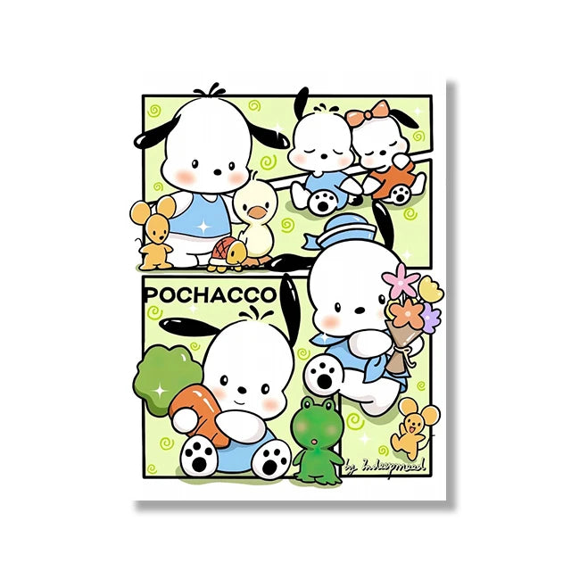 MINISO Cartoon Poster Sanrio Kuromi Hello Kitty Canvas Wall Art Print Mural Home Decoration Birthday Christmas Gift
