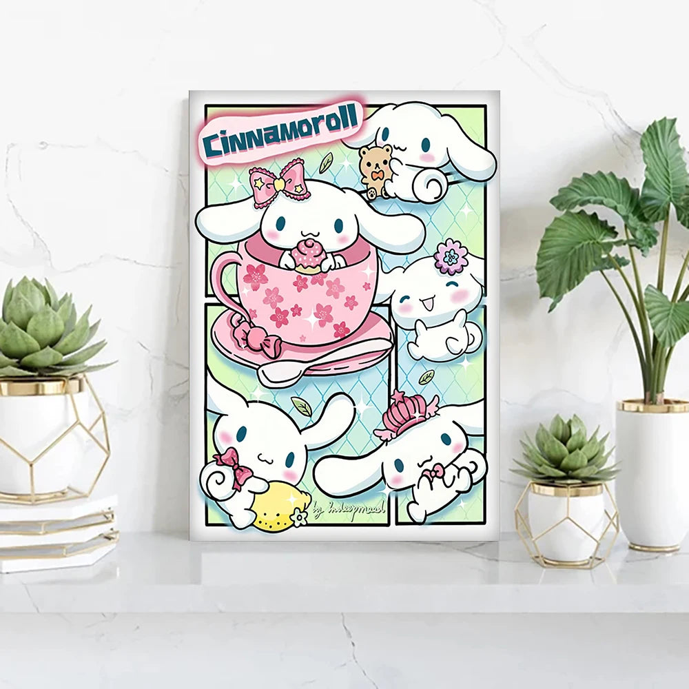 MINISO Cartoon Poster Sanrio Kuromi Hello Kitty Canvas Wall Art Print Mural Home Decoration Birthday Christmas Gift