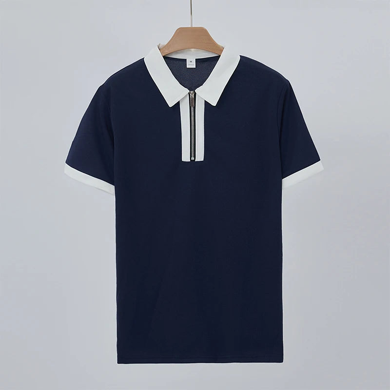 Daily Casual Mens Short Sleeve Outfits Spring Summer Leisure Zipper Lapel Polo Shirt And Pants Two Piece Sets Men Vintage Suits