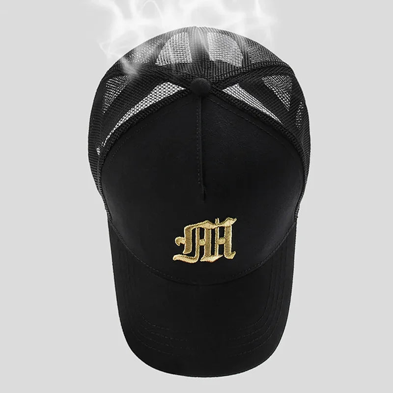 New Men's Large Size 65cm High Top Baseball Cap Tide Big Head Summer Thin Mesh Breathable Trucker Cap Embroidery Sun Hat Women