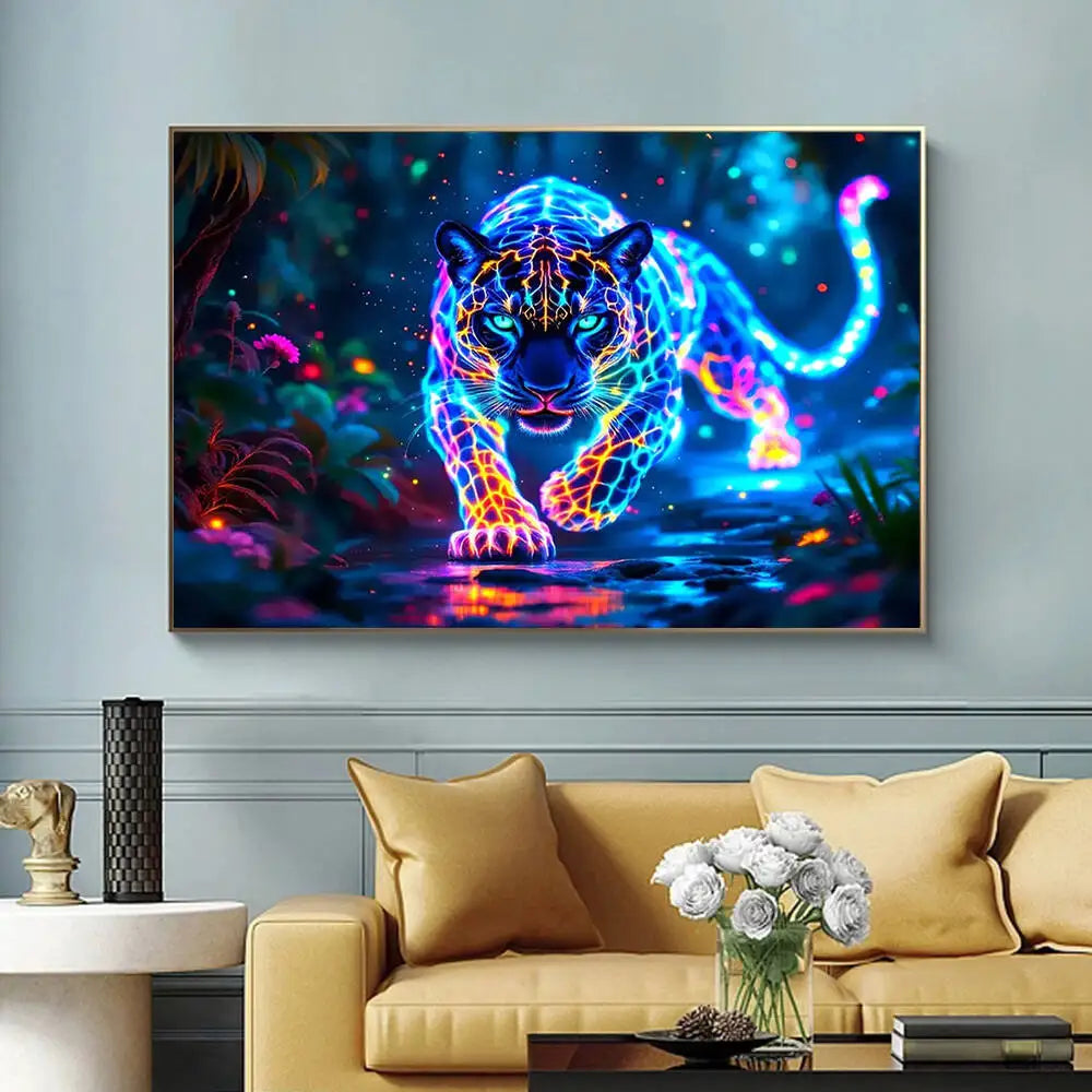 Huacan Diamond Painting Leopard Rhinestones Full Round Square AB Diamond Mosaic Aniaml Fantasy Home Decoration Craft Kit