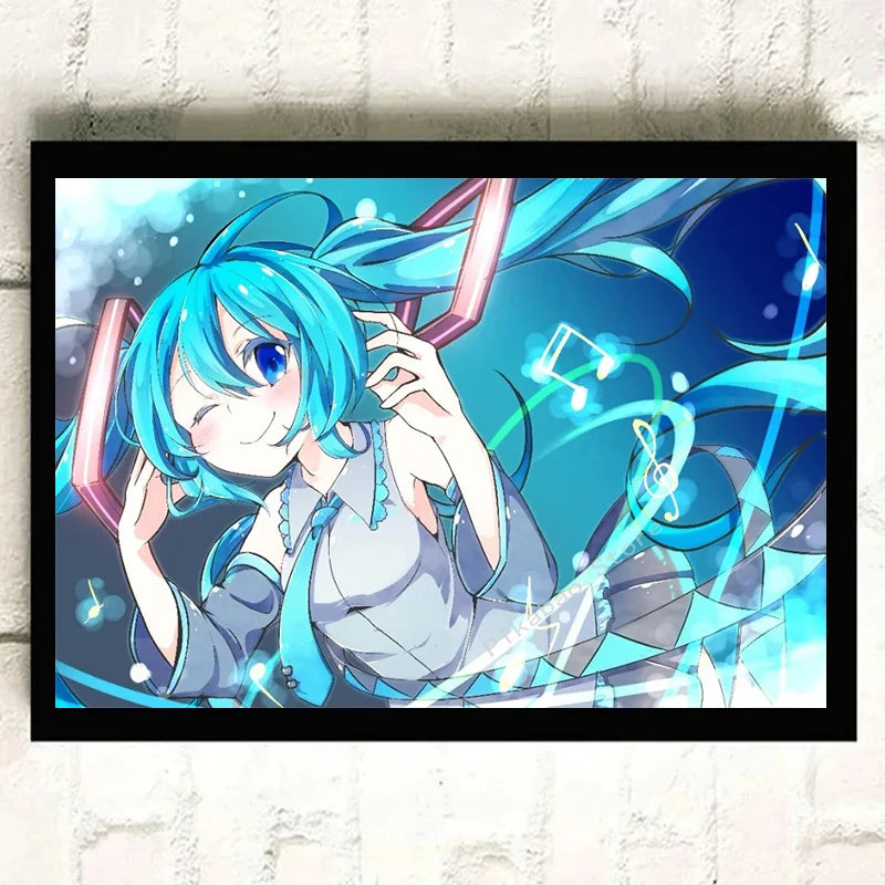 H-Hatsune Anime Miku-Poster Cartoon beautiful girl Anime Canvas Print Poster Poster Wall Art Decoration For Home Room Decoration