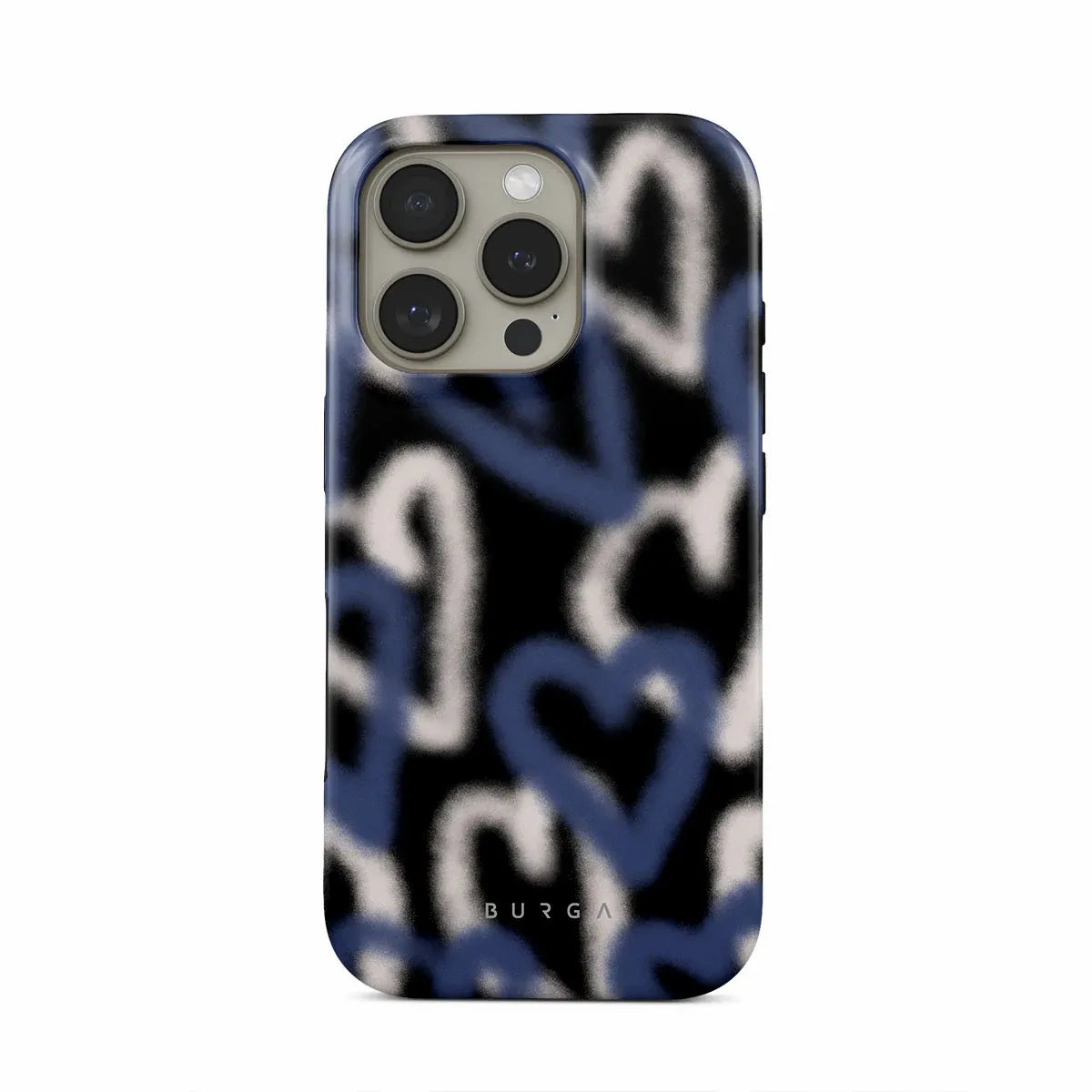Blue And White Love Heart BURGA Phone Case for iPhone 16 15 14 13 12 11 X XS XR XSMAX 7 8 Pro Max Plus Double-layer Back Cover