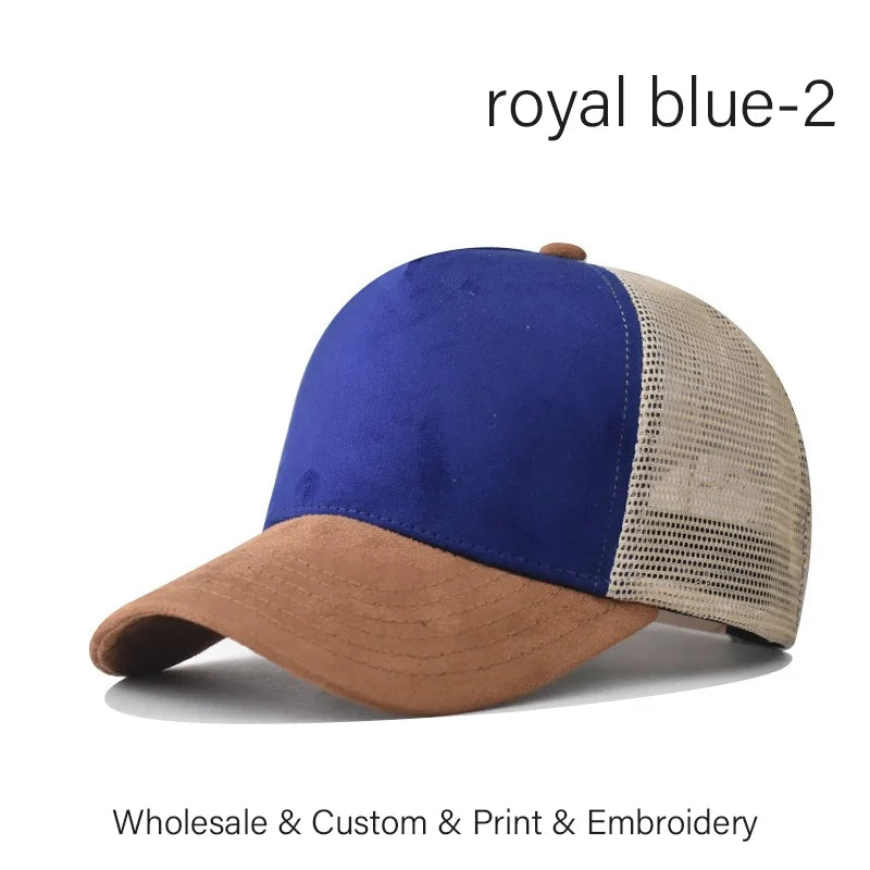 SLECKTON Custom Logo High-quality Suede Mesh Baseball Hat Letter Embroidery Brand Design Outdoor Sport Cap Wholesale Fashion