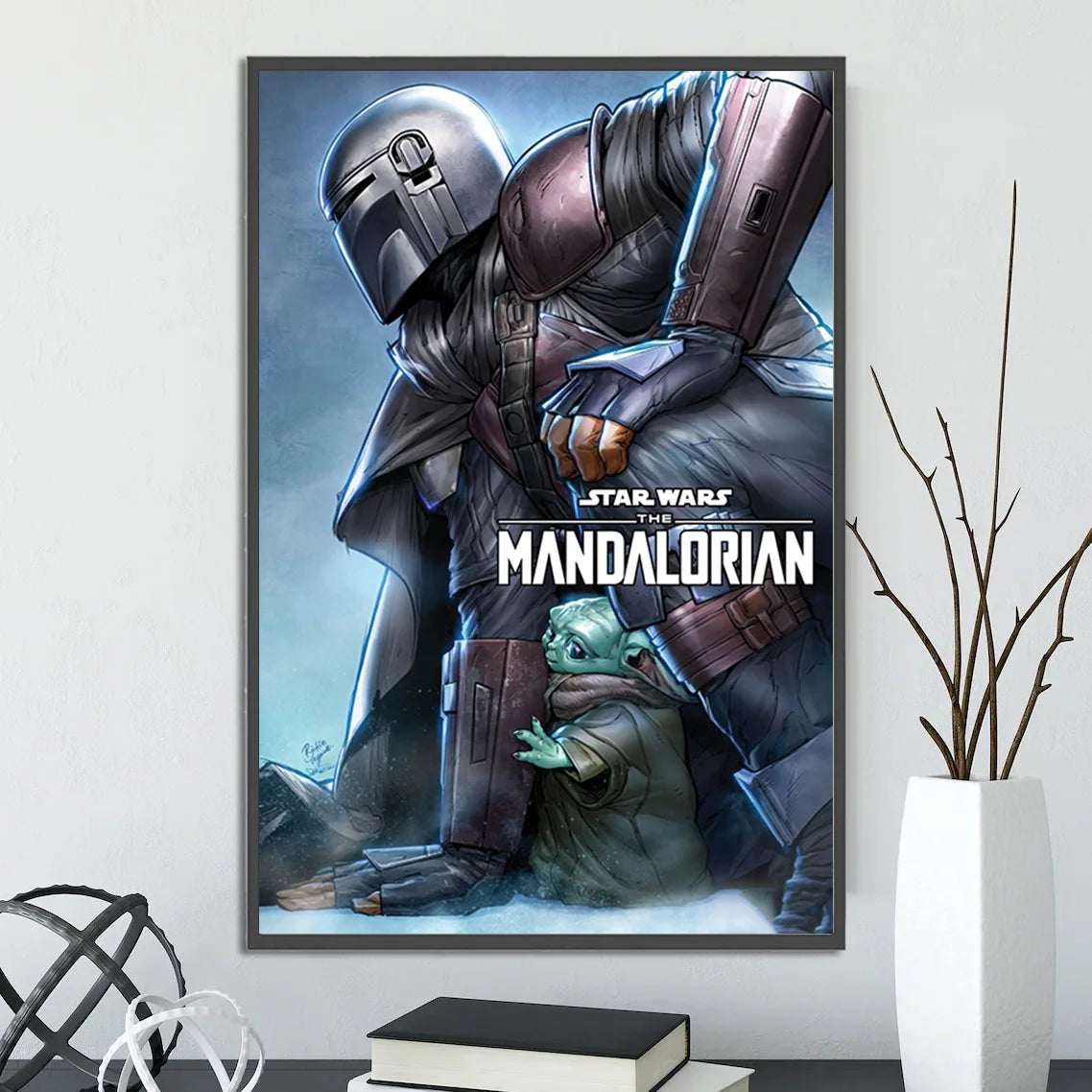 Star Wars Mandalorian Self-adhesive Poster Figures Home Decoration Painting Wall Art Computer Room Decor Kid Gift Yoda Wallpaper