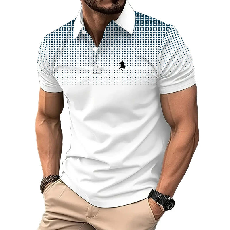 Men Clothes New Summer Short Sleeve Sport Lapel Polo Shirt Men Personality Casual 3D Digital Print Polo Shirt Men Sport Polo