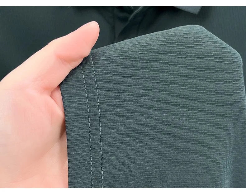 Luxury fashion men's short sleeve polo shirt summer new trend brand symbol embossed silky smooth loose breathable lapel T-shirt