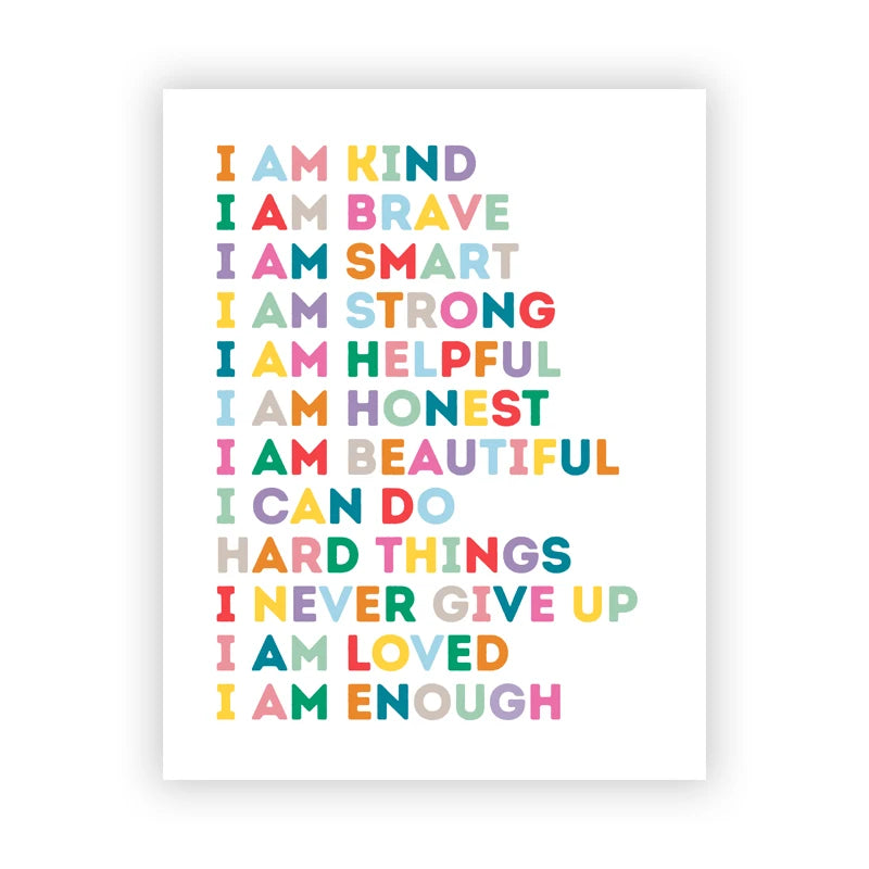 Kids Positive Affirmation Art Prints Mindfulness Poster Self Confidence Quotes Canvas Painting Wall Art Pictures Classroom Decor