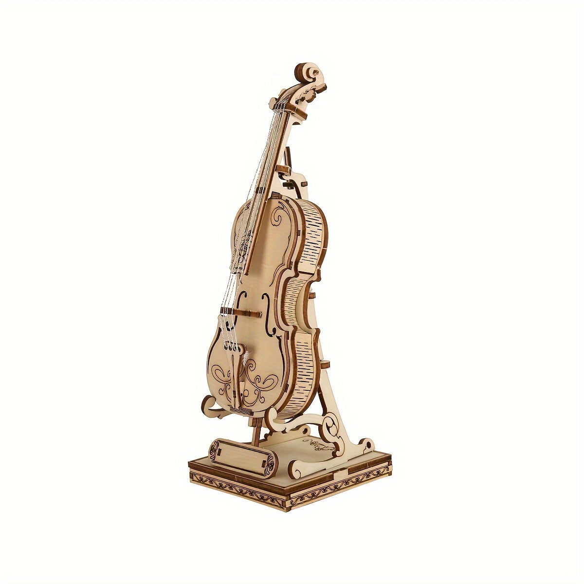 DIY Laser Cut 3D Wooden Violin Model - Assembly Puzzle Kit Brain Teaser Ornament