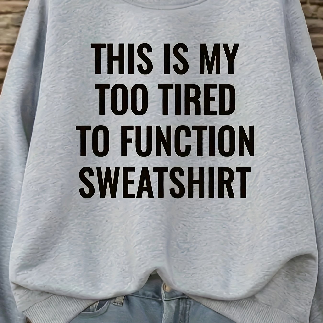 Women'S Casual Crew Neck Fashion Sweatshirt Slogan Letters Sweater, Long Sleeve Pullover for Autumn/ Winter, Knit Grey Sweatshirt