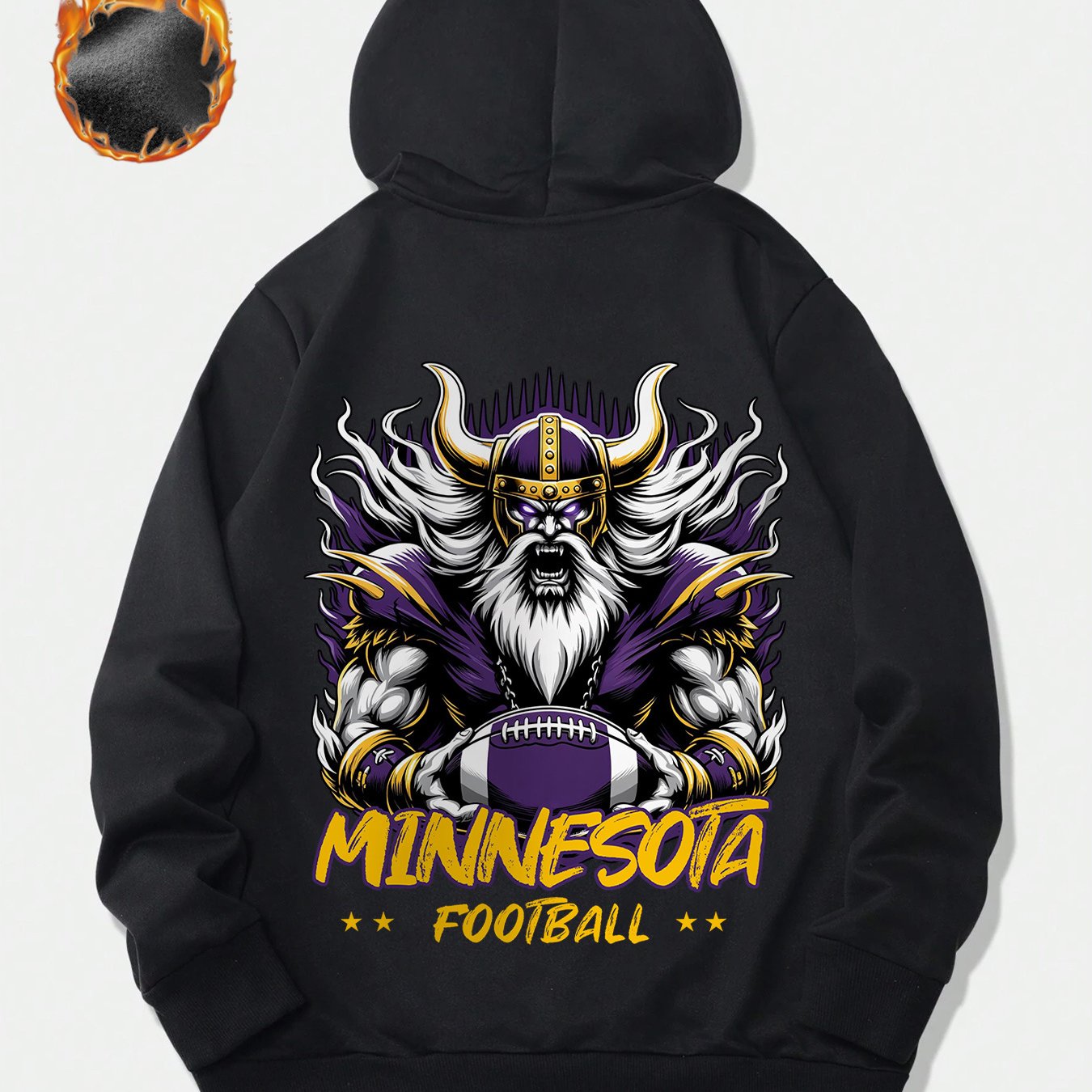 Creative Gifts, Gifts for Men, 1pc MINNESOTA Football Creative Graphic Print Casual Hoodies, Suitable for Football Enthusiasts, Men'S Hoodie And Sweatshirt, New Stylish Printed Casual Pocket Hoodie, Thickened, Suitable for Au