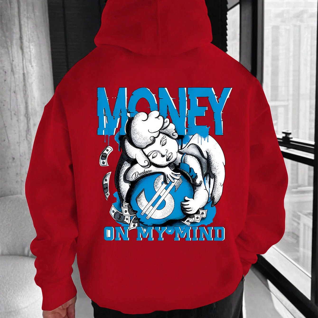 Cozy & Stylish Hoodie with Geometric Print - Casual Long Sleeve Pullover for Men, Perfect Gift Idea