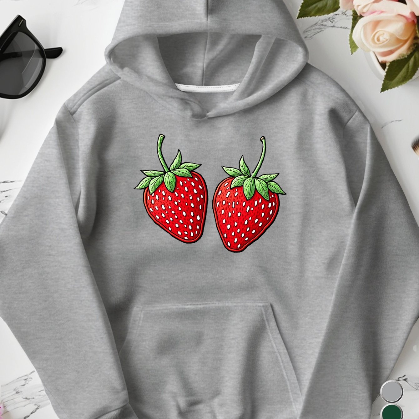 Embroidered Strawberries Pattern Women'S Plus Size Hoodies