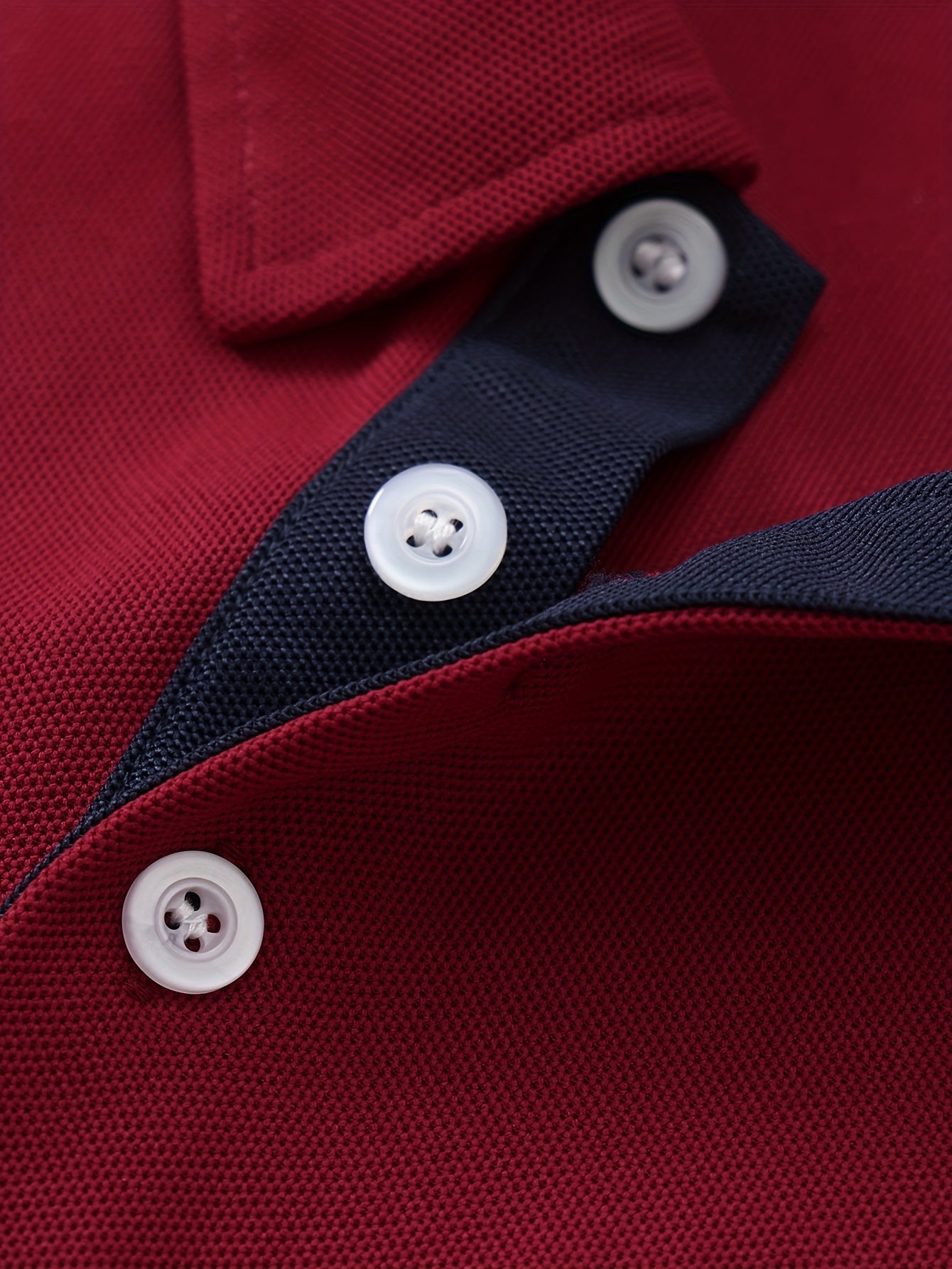Men's Stretch Shirt - Deep Red Italian Flag Print, Breathable Knit Fabric, Button Collar & Red Trim, Regular Fit for Summer Golf & Outdoor Activities, Golf Shirt, Easycare Material