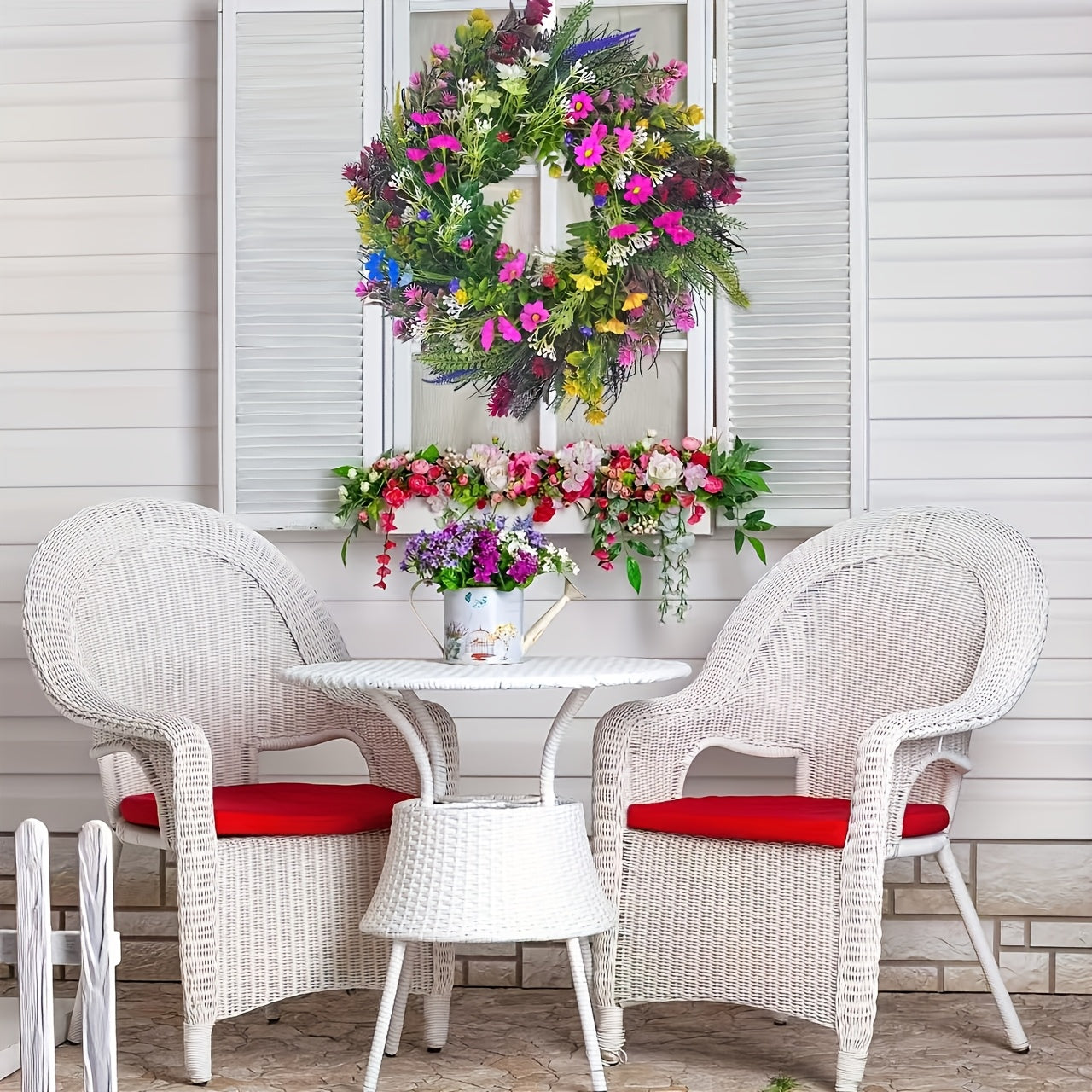 Spring Welcome Wreath, Colorful, Hanging On The Front Door, Greet Every Visiting Guests, Let Them Feel The Breath Of Spring In The Moment They Step Into The Door