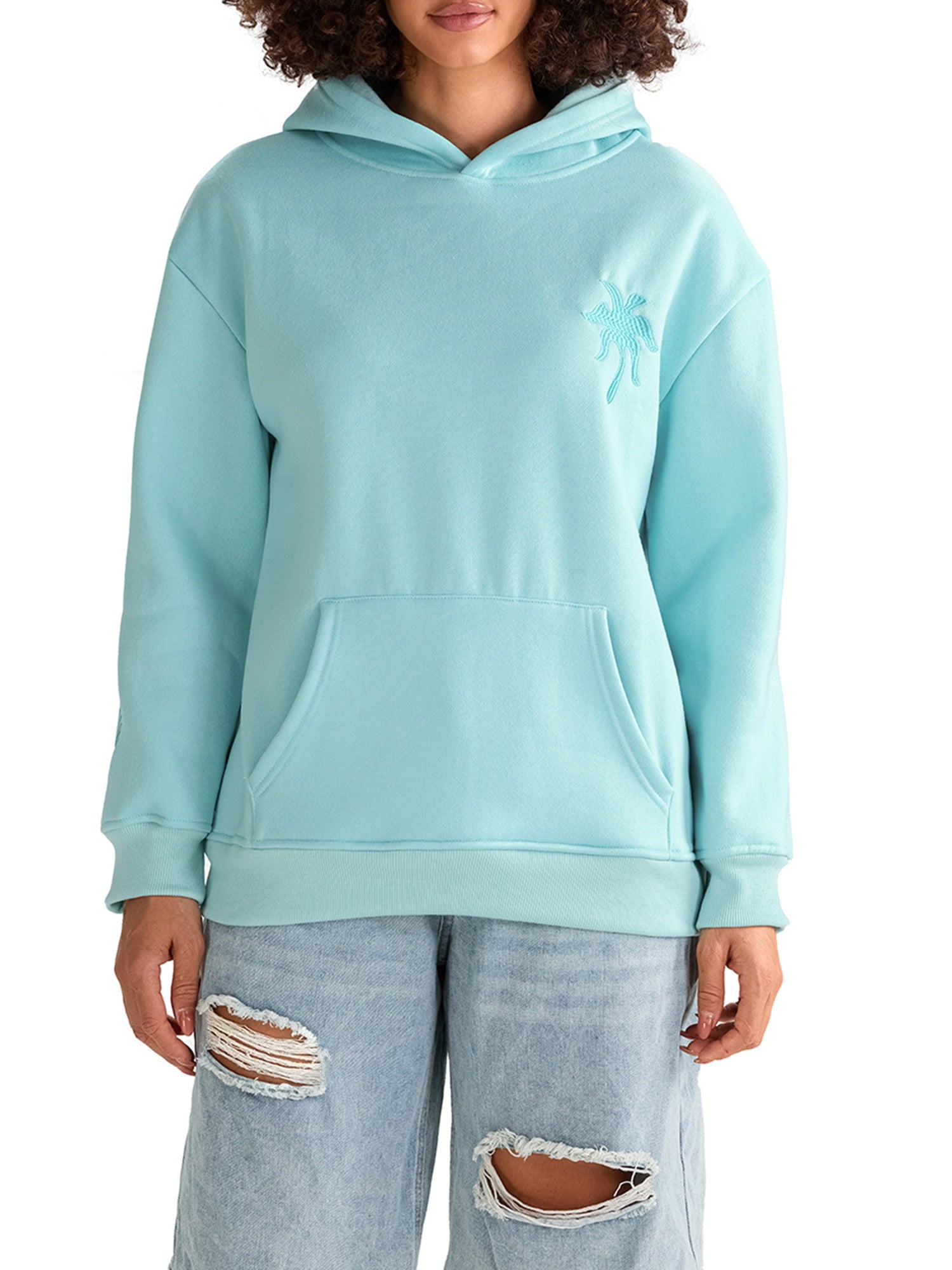 Womens Beach Hoodies Long Sleeve Flower Embroidery Oversized Sweatshirts Streetwear Tops