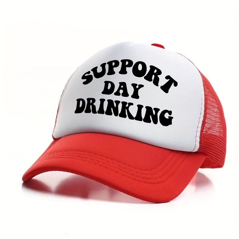 1pc Breathable Mesh Unisex Versatile Snapback Cap, Adjustable Letters Print Trucker Hat for Men Women
