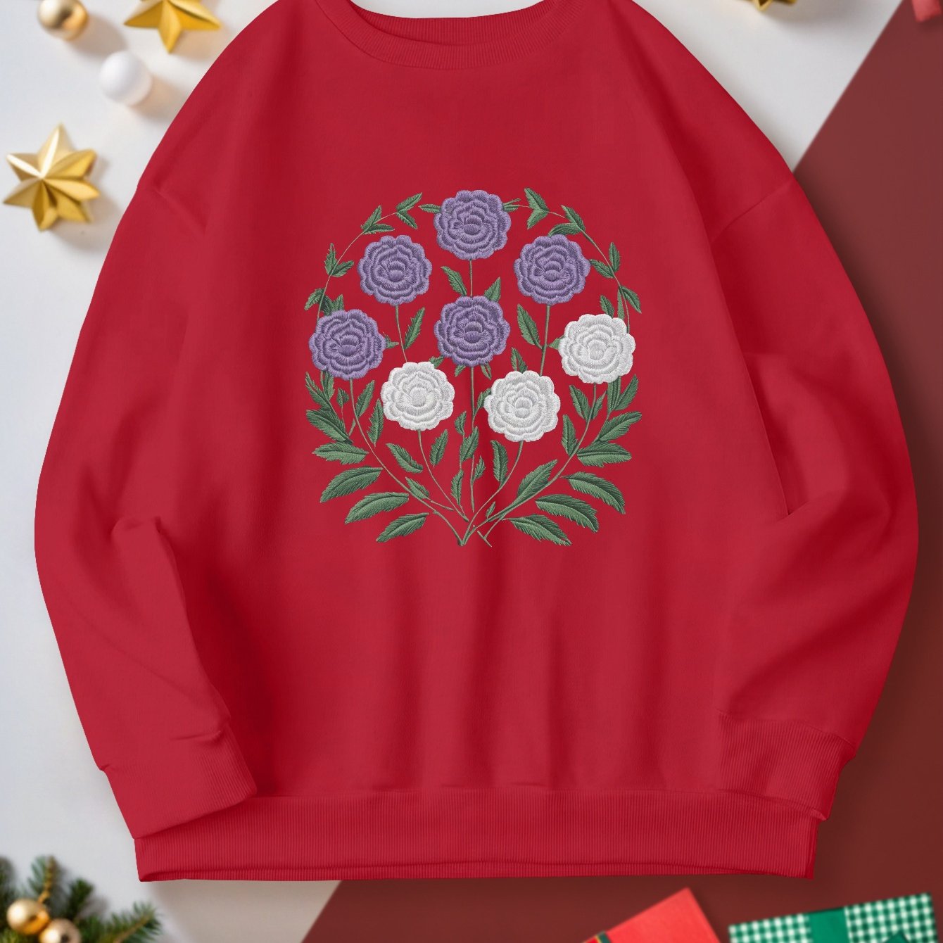 teediy Embroidered floral motif women's sweatshirts