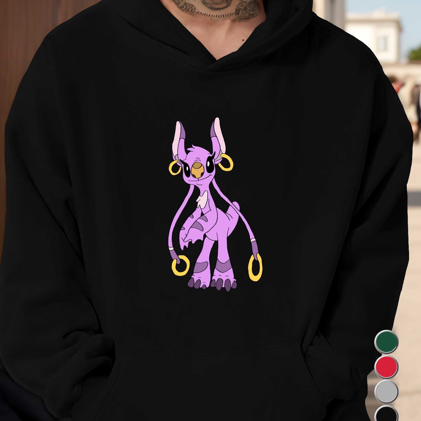 Disney Stitch Men's Graphic Hoodie - Vibrant Red Relaxed Fit Hooded Sweatshirt with Front Pocket, 100% US Printed Design, Machine Washable Autumn Winter Casual Pullover, Disney Hoodie, Durable Fabric