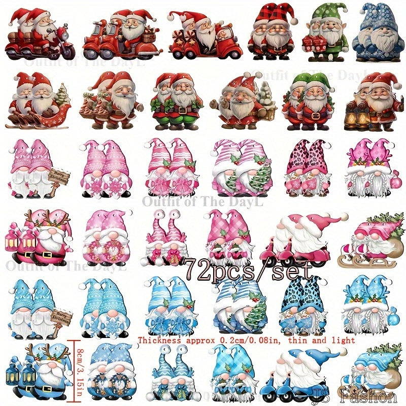 Wooden Santa Gnomes - Handcrafted 36 Different Designs Christmas Ornaments Set for Xmas Tree and Home Decor