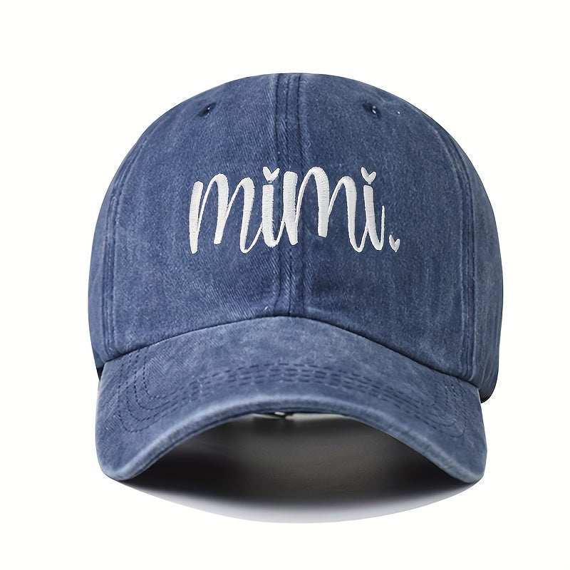 1 Pack Unisex Y2K Embroidered MIMI Baseball Cap - Adjustable Sun Protection Hat with Bold Lettering, Lightweight 100% Polyester for Outdoor Sports, Commuting & Daily Wear, Casual Sporty Style | Hand Washable Headgear, Sun Hat