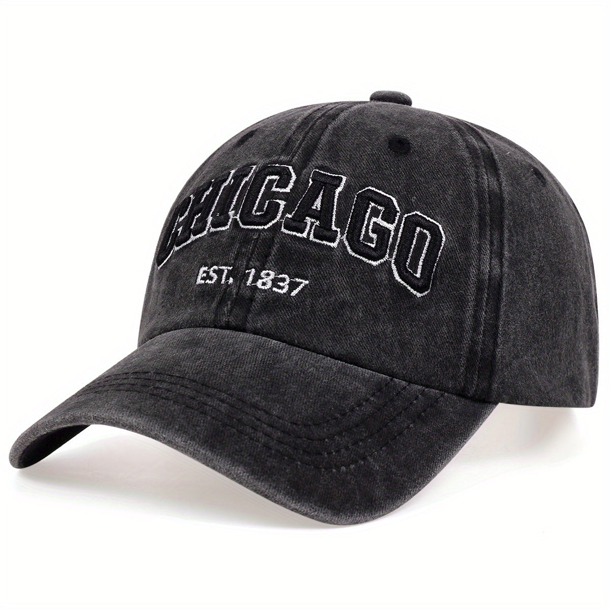 Vintage Washed Distressed Lightweight Chicago Embroidery Baseball Cap - Unisex Sun Hat For Women & Men Dad Hats