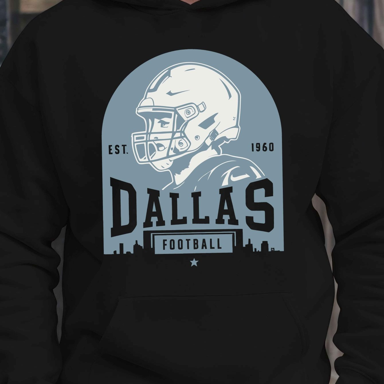 Football Dallas (Local) All Day Hoodie, Fashion Cotton Hoodie, Street Style Sweatshirt, Crew Neck Sweater, Super Soft, Breathable, Four Seasons Leisure Hoodie, Suitable for Daily Wear, Casual Outing