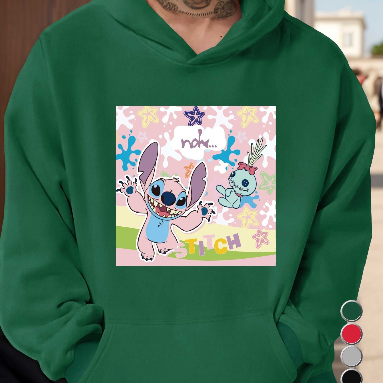 Disney Stitch Men's Graphic Hoodie - 100% US Printed Relaxed Fit Pullover with Pockets, Machine Washable Casual Sweatshirt for Fall/Winter, Winter Clothing, Nonstretch Fabric, Fall Fashion, Streetwear Style, Durable Material,