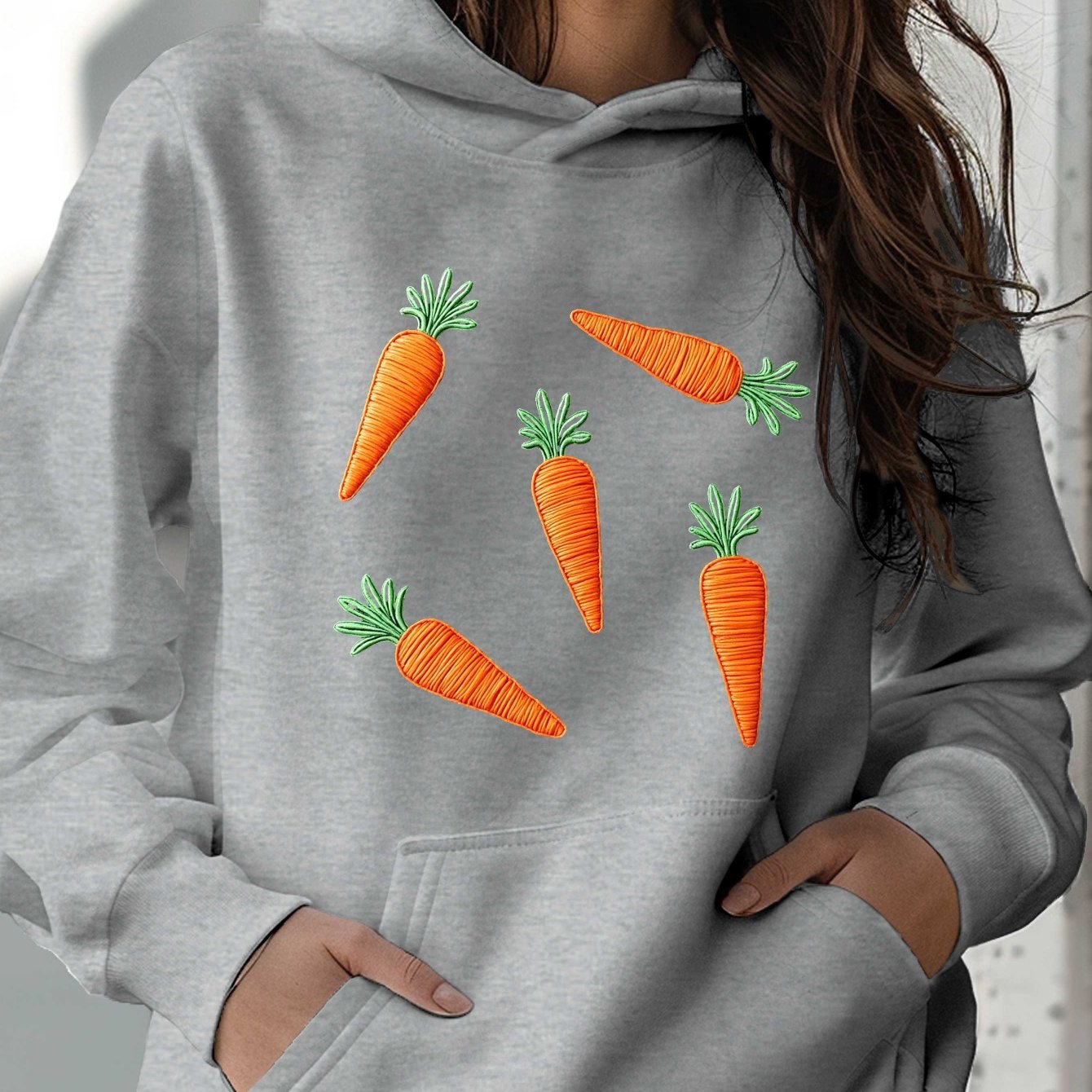 Teediy Embroidered Carrots Pattern Women'S Hoodies