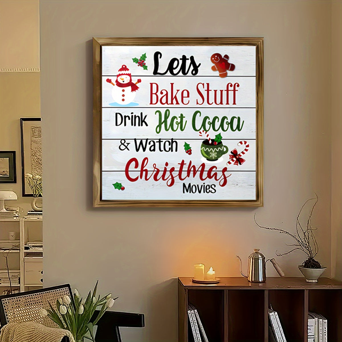 Rustic Wooden 8*8 Inch Gingerbread Bakery Sign - 1pc Wall Decor for Home, Kitchen, Cafe