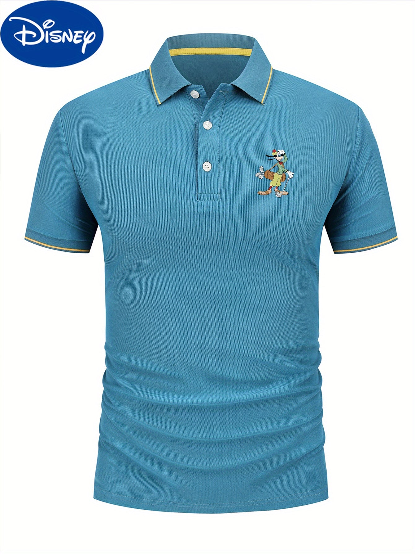 Disney Goofy Golf Print Shirt for Men & Women - Lightweight Quick-Dry Breathable Polyester, Color-Blocked Collar Design, Business Casual Golf & Summer Wear, Machine Washable, Gift Box Included, Sports Leisurewear, Durable Spo
