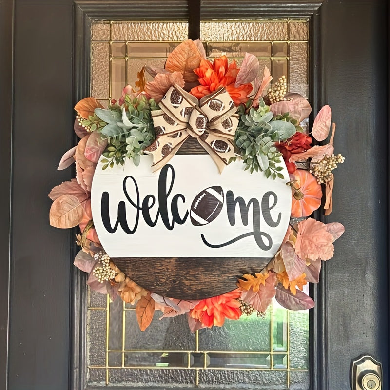 Welcome Football Sign | Football Decor | Front Door Decor | Fall Door Hanger | Football Wreath | Fall Welcome Sign | Fall Door Hanger | Fall
