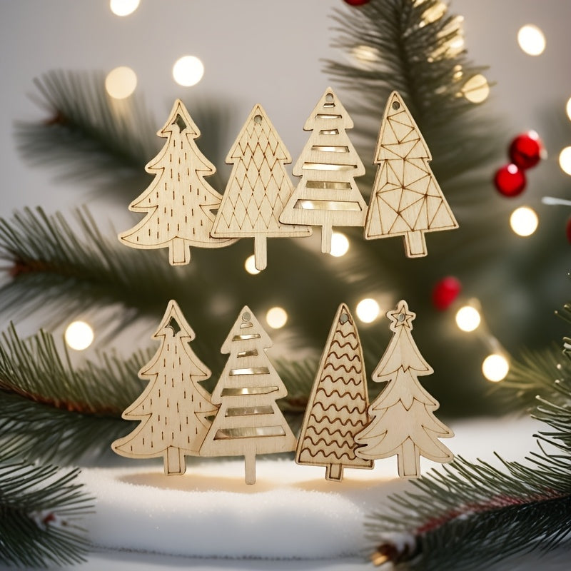 Handcrafted Wooden Christmas Tree Ornaments - DIY Painting Kit for Holiday Decor, Festive Hanging Decorations for Parties & Home, High-Quality Wood Slices, No Feathers, Natural Decoration Set