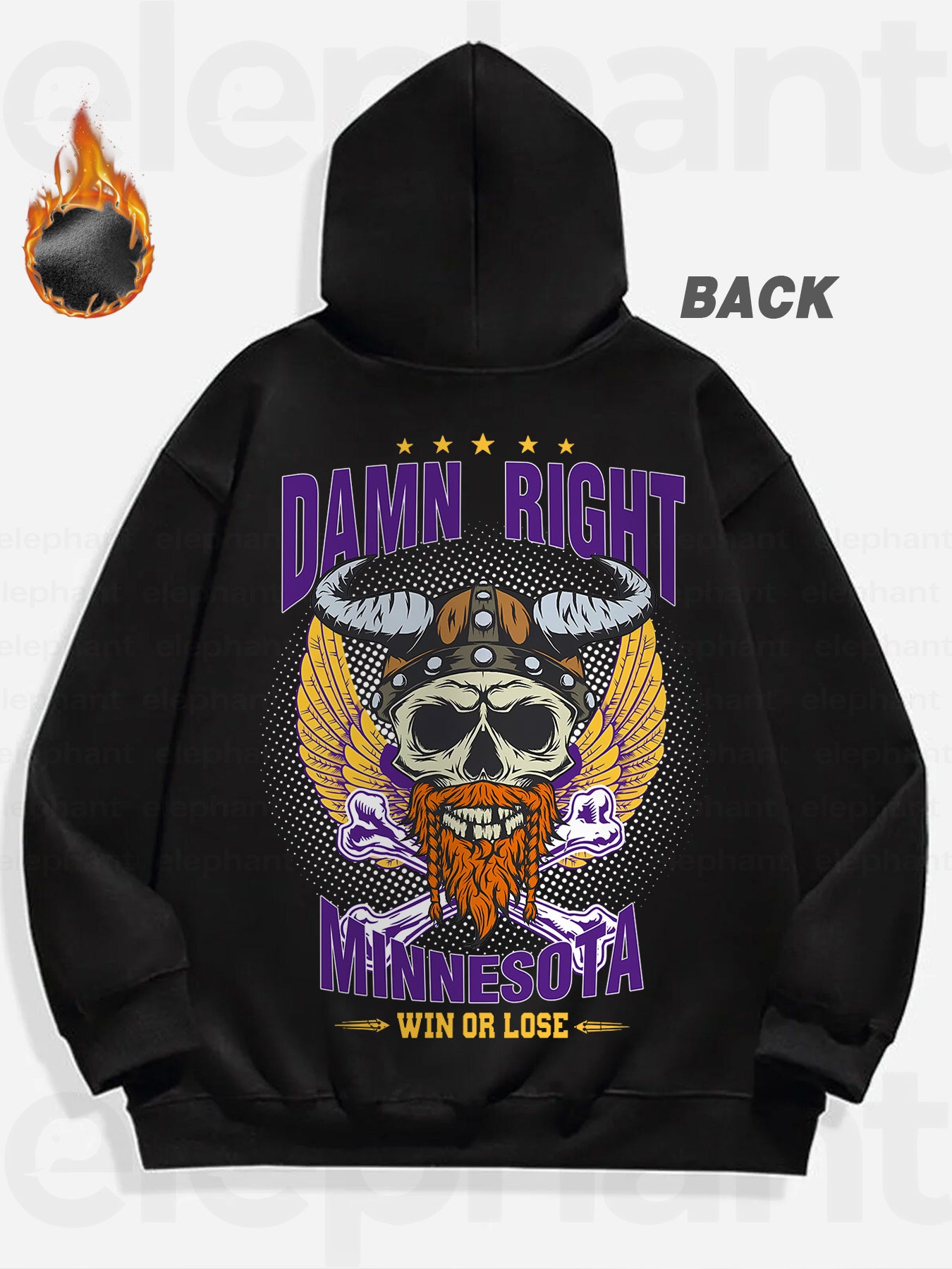 Men's Fleece-Lined Hoodie with Minnesota Skull Graphic -