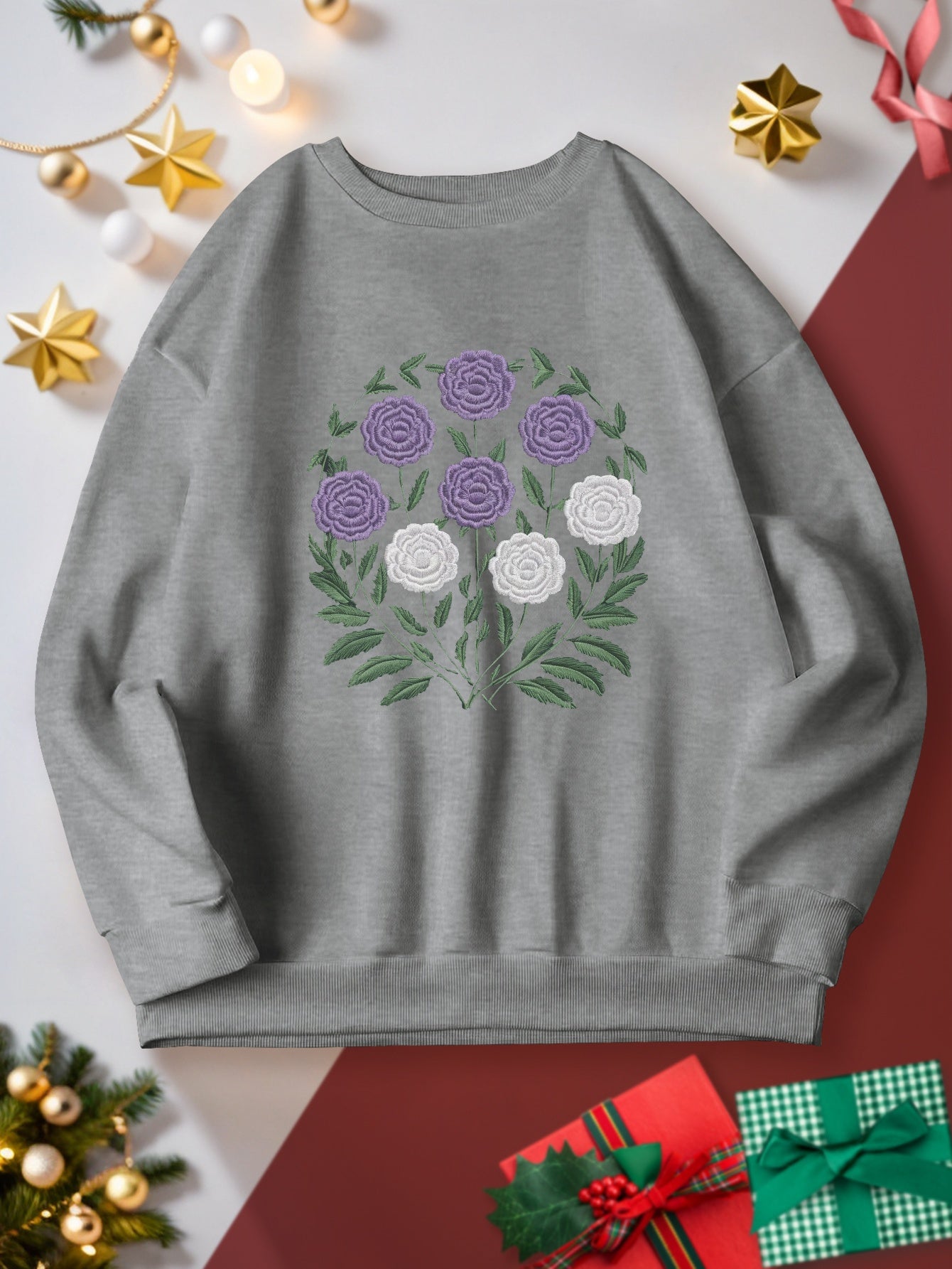 teediy Embroidered floral motif women's sweatshirts