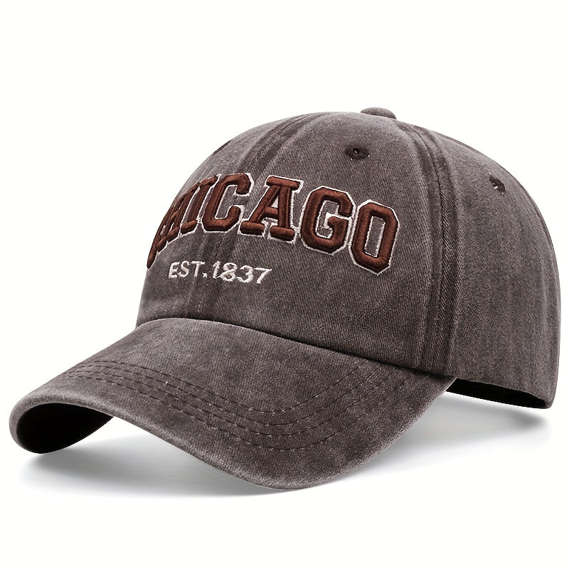 Vintage Washed Distressed Lightweight Chicago Embroidery Baseball Cap - Unisex Sun Hat For Women & Men Dad Hats