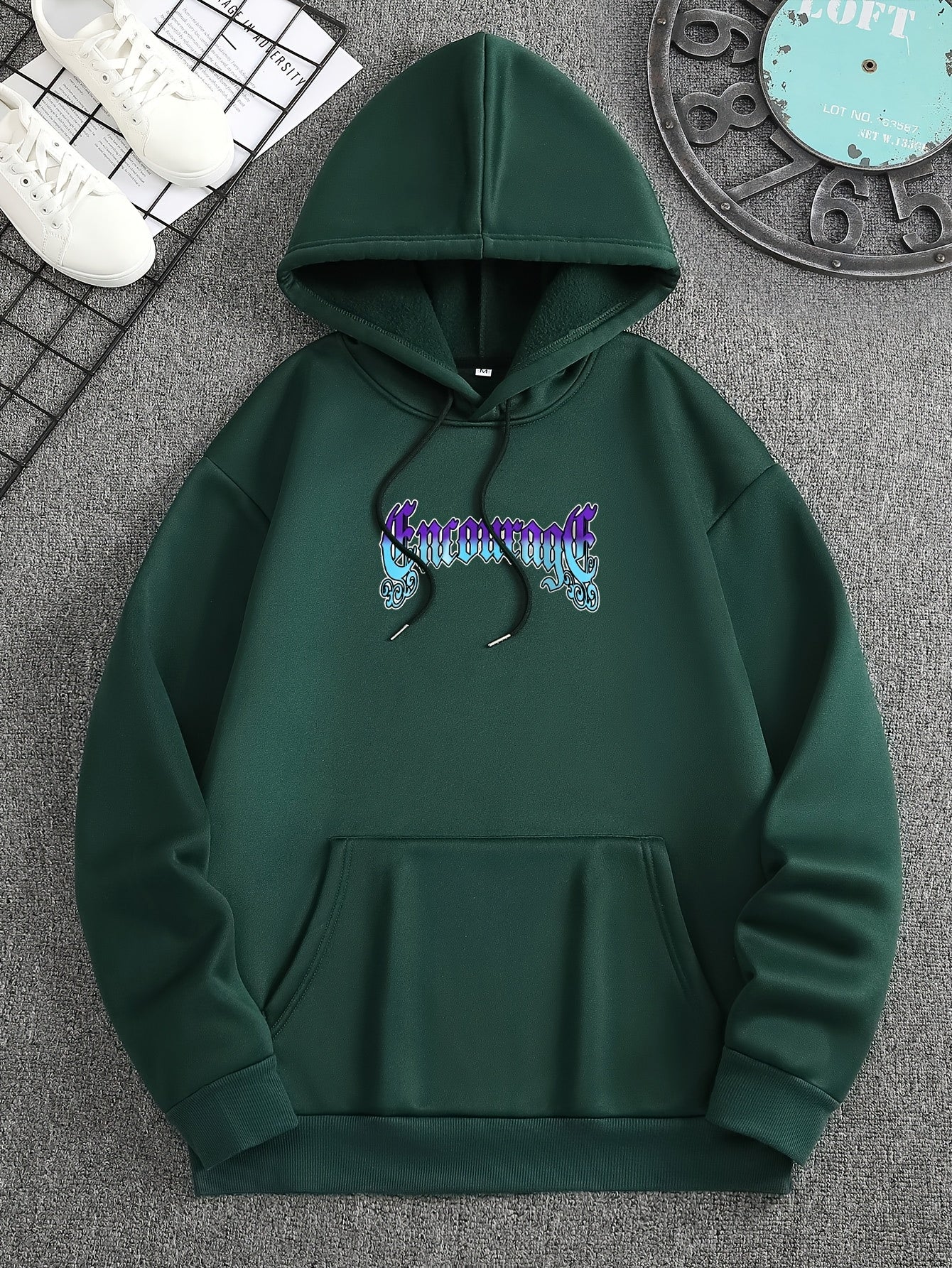 Men's Black Skull & Lightning Bolt Graphic Hoodie - Relaxed Fit Casual Pullover with
