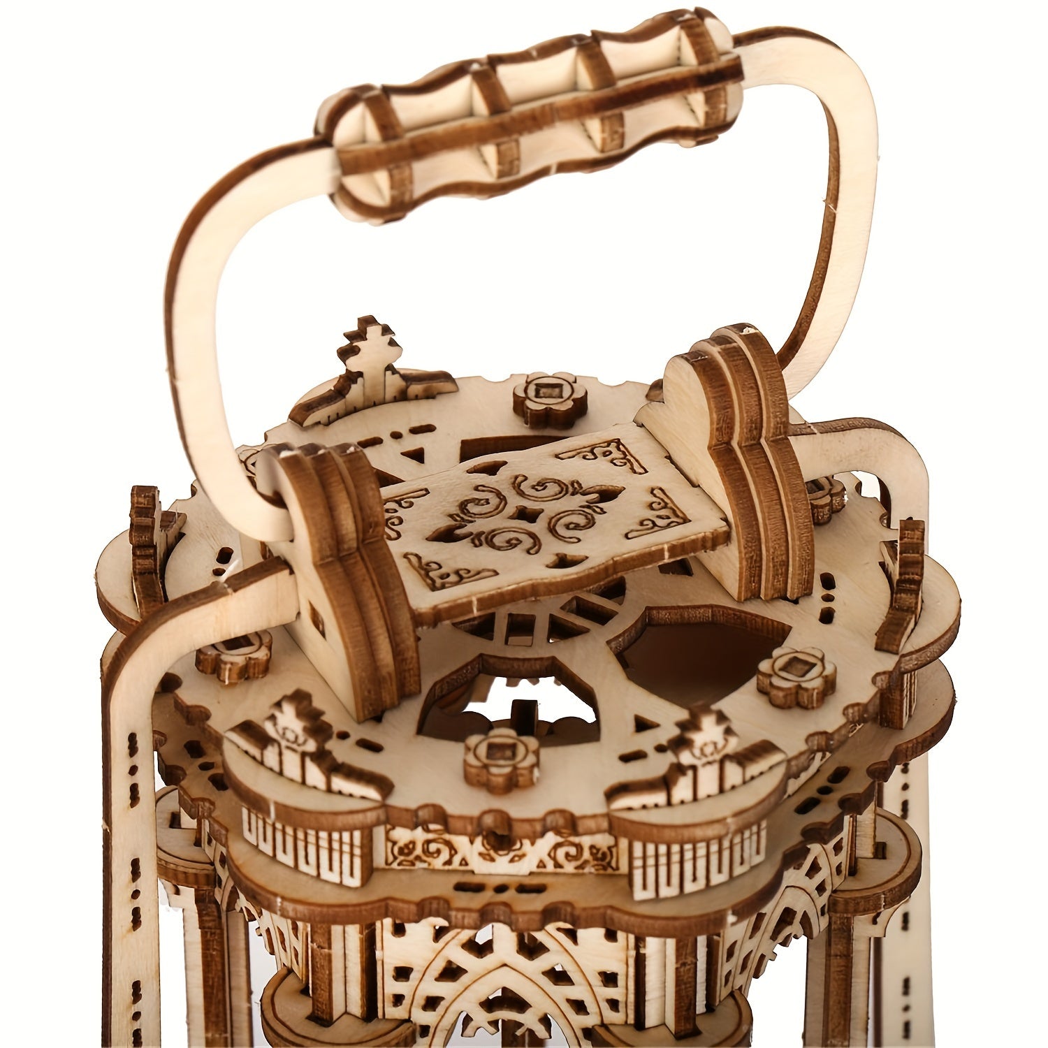 3D Three-dimensional Puzzle Wooden Retro Classic Lanterns Model, DIY Handmade Assembled Birthday Gift