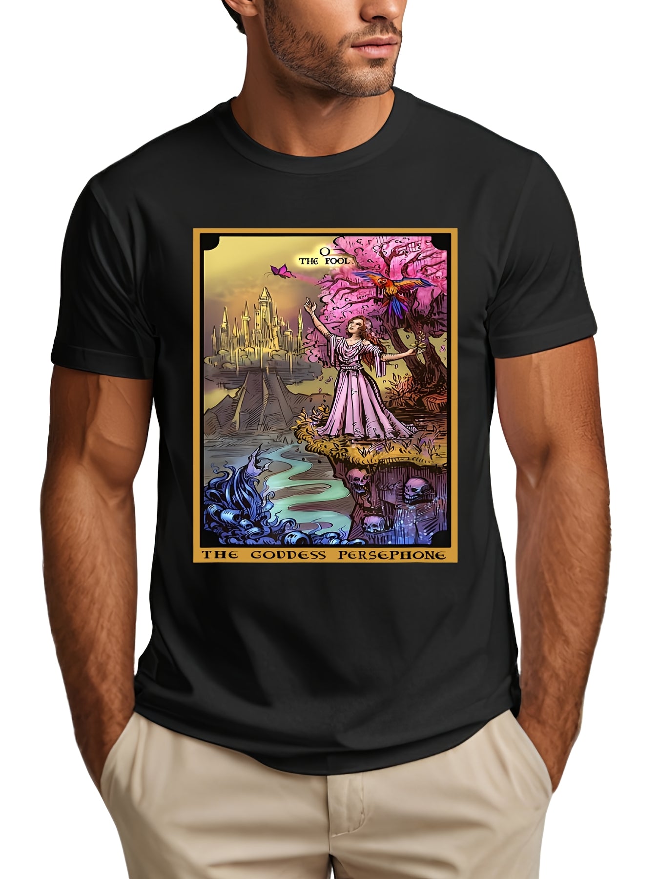 Occult Tarot Graphic Tee - Gothic Witch Clothing with The Underworld Goddess, Black T-Shirt for Halloween, Pagans, Wiccans - Plus Size Available - Heavy Cotton Shirt for Men & Women, Halloween Costumes, Spiritual Apparel, Mys