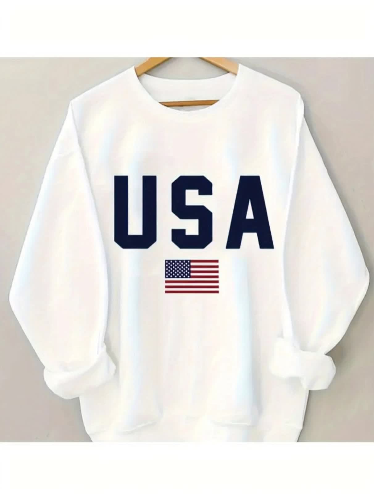 Women's Casual Crew Neck Geometric Pattern Long Sleeve Pullover for Autumn/ Winter Knit White Sweatshirt