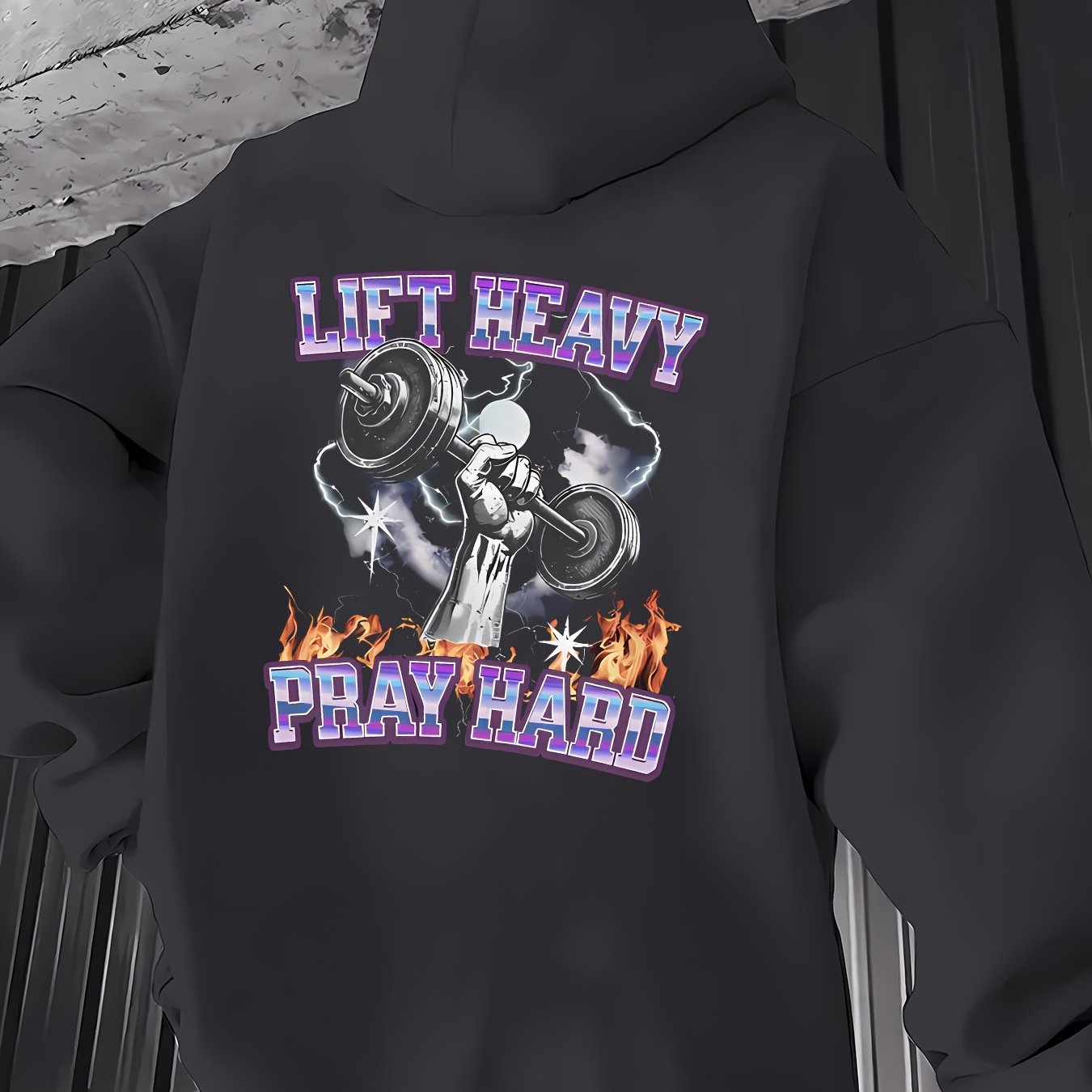 Lift Heavy Pray Hard, Men's Hooded Sweater Loose Cotton Blended Hooded Sweater With Pocket Coat Autumn And Winter Clothes Suitable For Autumn And Winter Wear Sports Clothes, Suitable For Holiday Gifts, Gifts Are Preferred