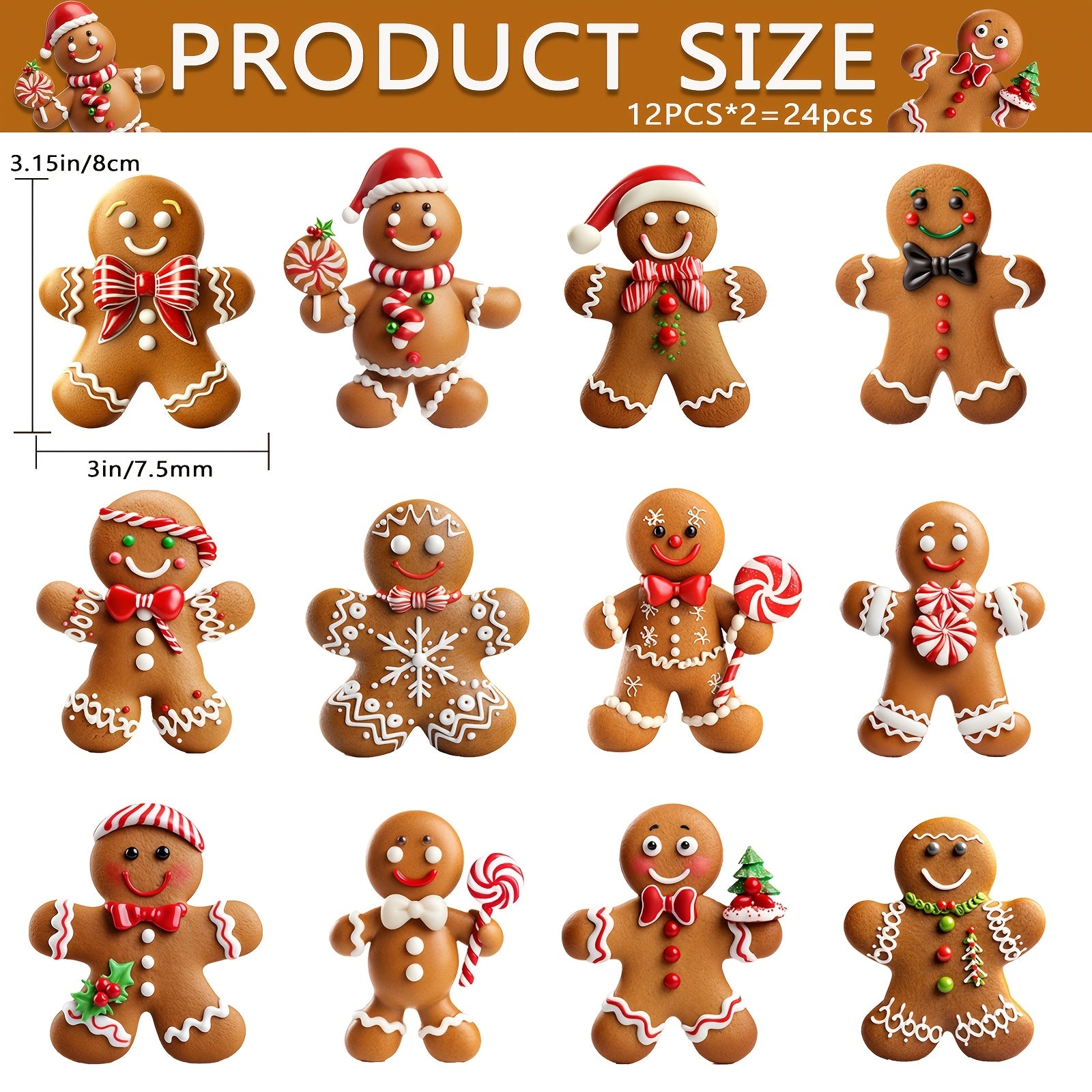 Wooden Gingerbread for Man Christmas Tree Ornaments Set - Festive Holiday Decorations for Home & Party