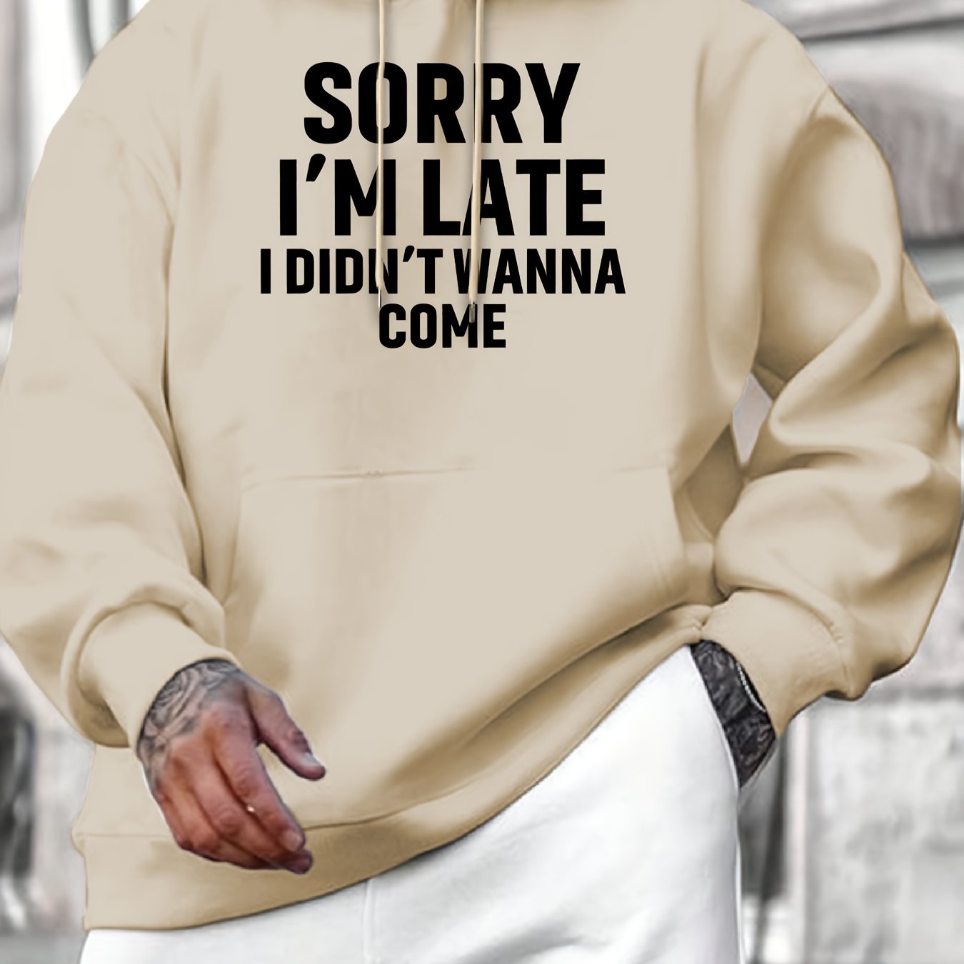 Kangaroo Pocket Hoodie - Funny Graphic Print Sweatshirt with Casual Long Sleeve Pullover Design, Perfect for Fall and Winter, Men's Clothing